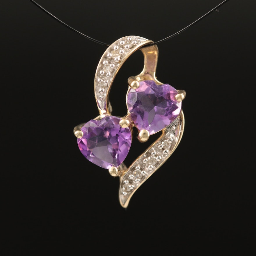 10K Amethyst and Diamond Pendant