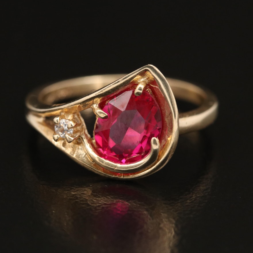 14K Ruby and White Spinel Ring