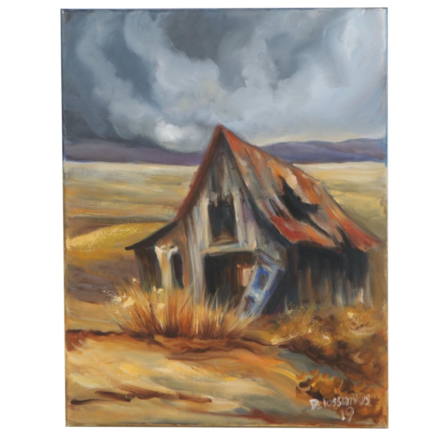 Kristina Delossantos Oil Painting of Abandoned Farmhouse, 2019