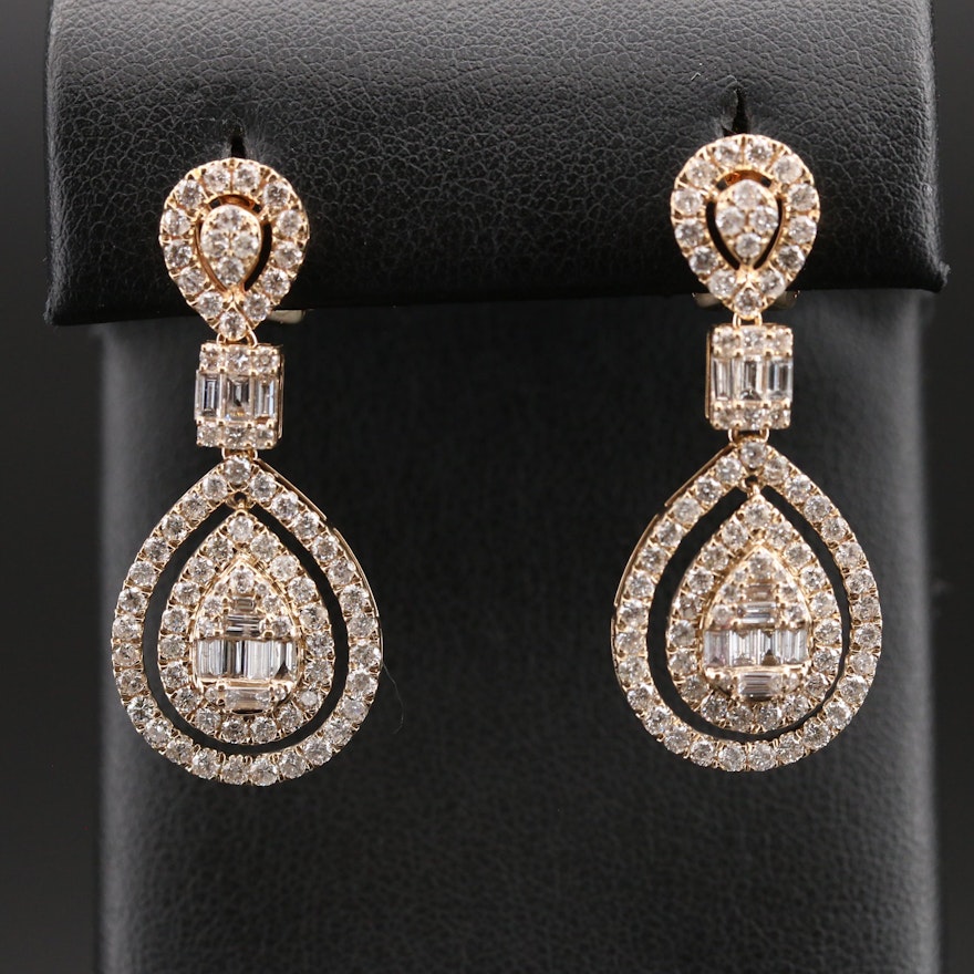 14K 2.98 CTW Diamond Drop Earrings