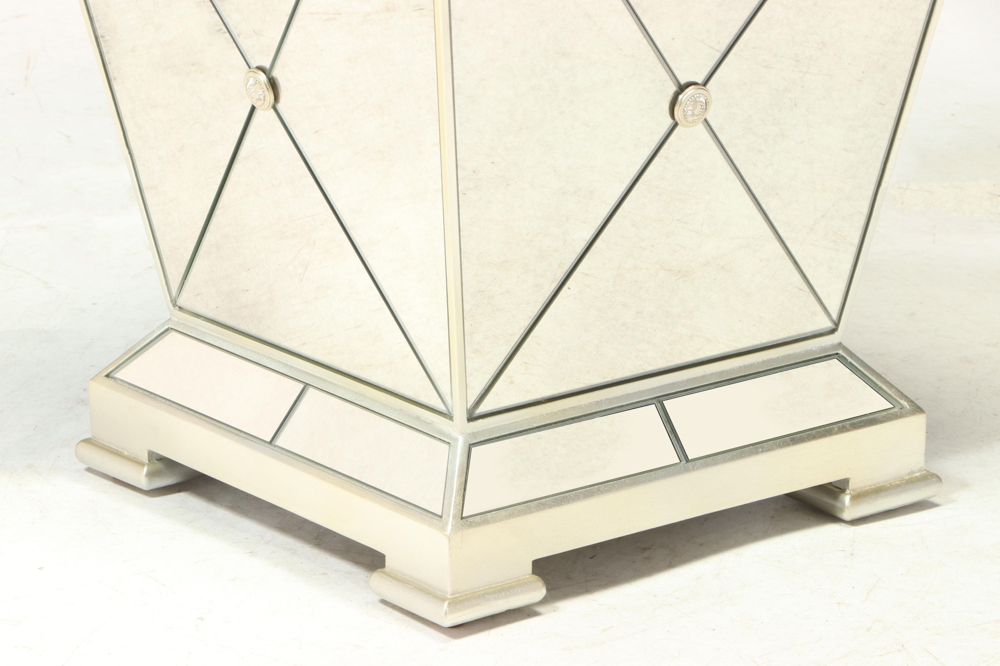 Bassett Mirror Co. "Borghese" Silver-Gilt, Mirrored, and Glass Top Dining Table