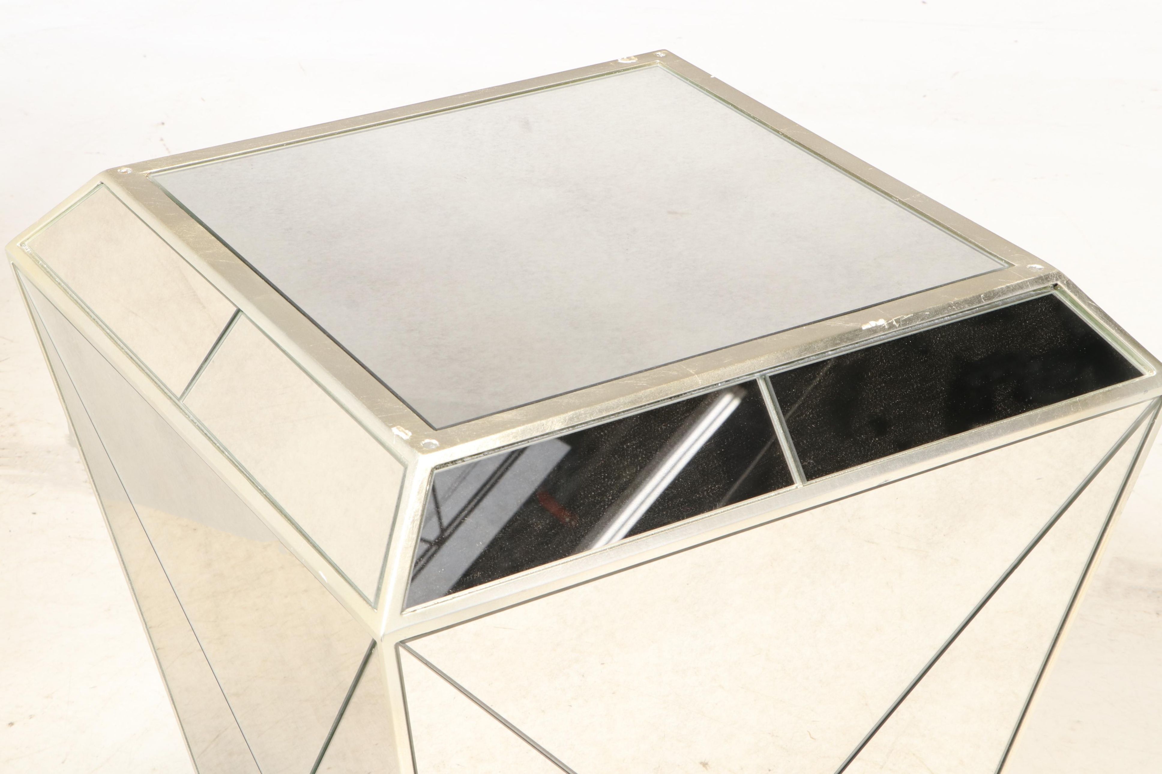 Bassett Mirror Co. "Borghese" Silver-Gilt, Mirrored, and Glass Top Dining Table