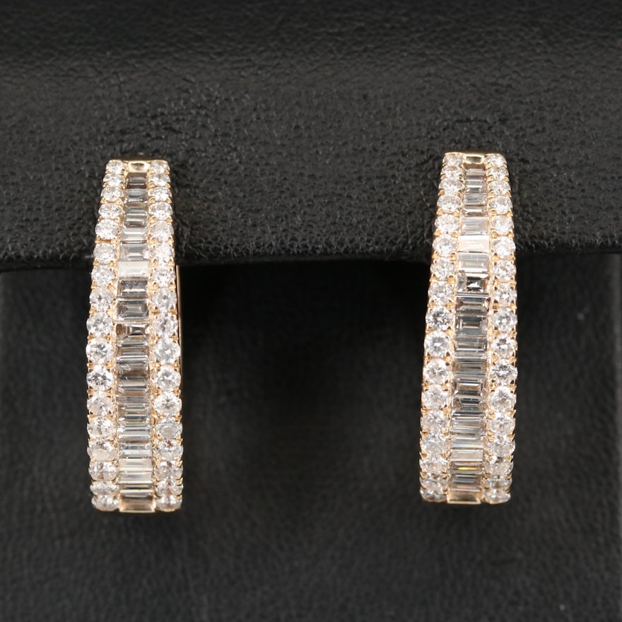 14K 2.81 CTW Diamond Oval Hoop Earrings