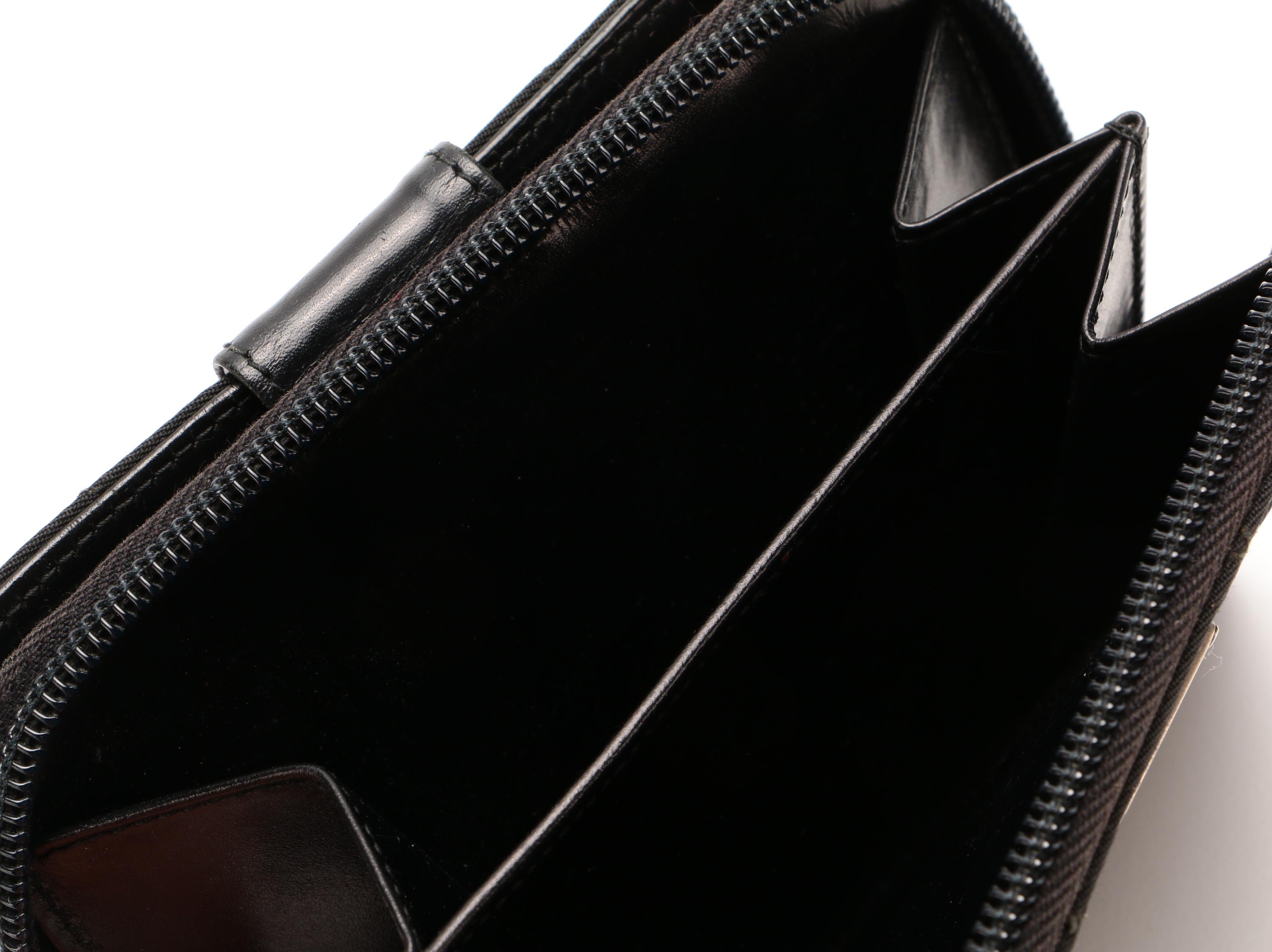 Prada Black Quilted Tessuto Nylon and Leather Zip Wallet