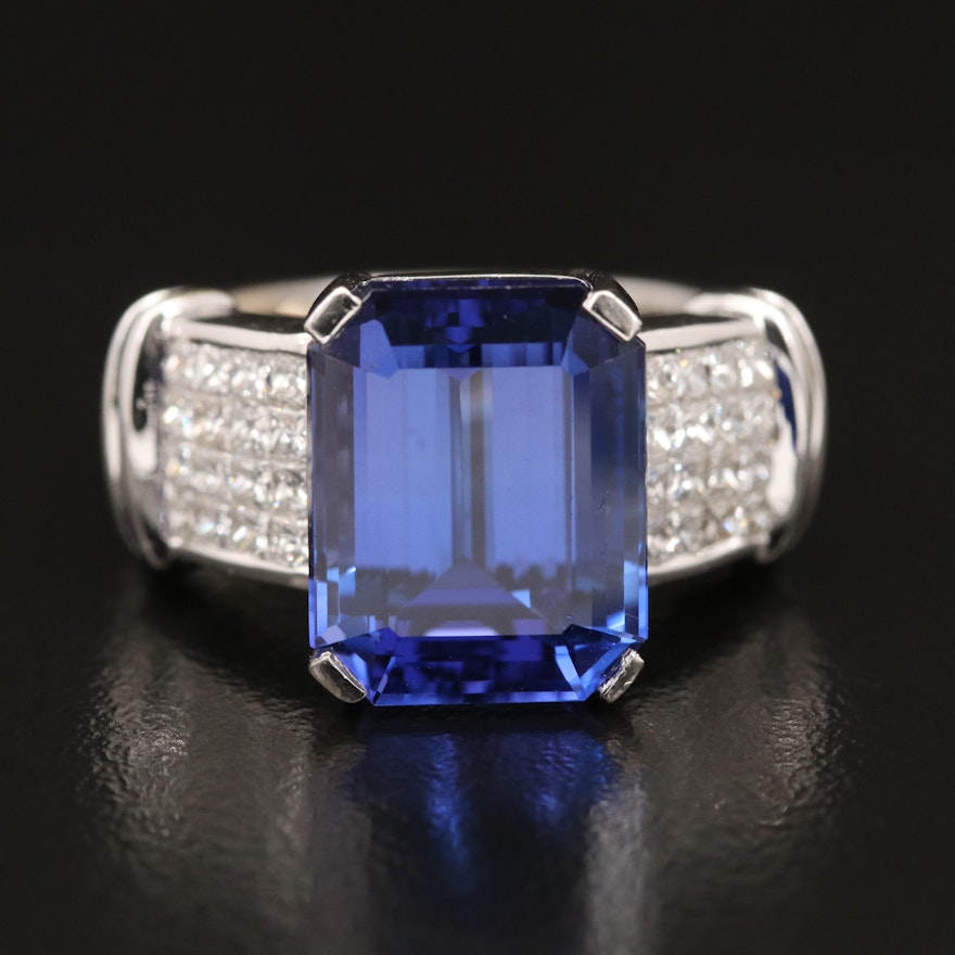 18K 8.44 CT Tanzanite and Diamond Ring