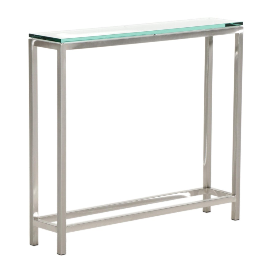 Contemporary Metal and Glass Top Console Table