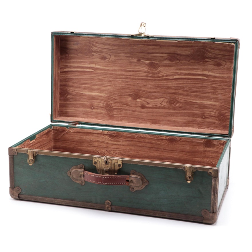 Small Faux Woodgrain Metal Trunk