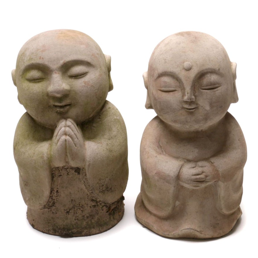 Praying and Meditating Buddha Stoneware Outdoor Garden Statues