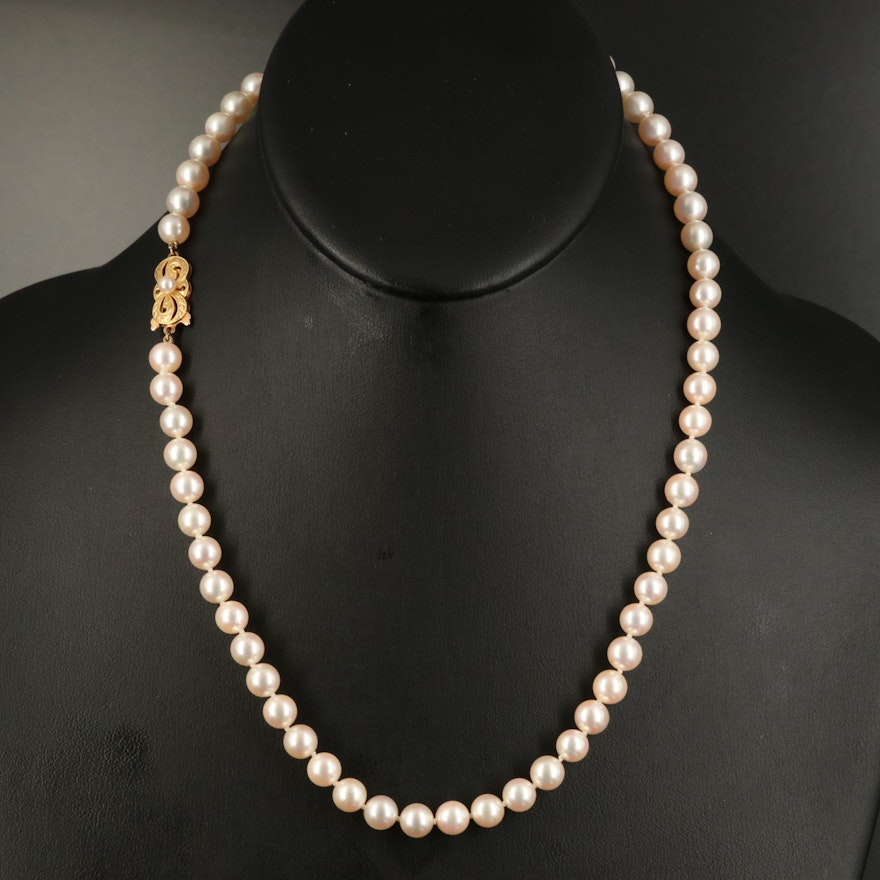 Mikimoto Pearl Strand Necklace with 18K Clasp