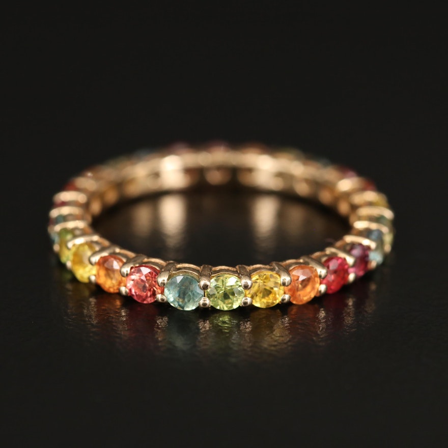 14K Multicolored Sapphire Eternity Band