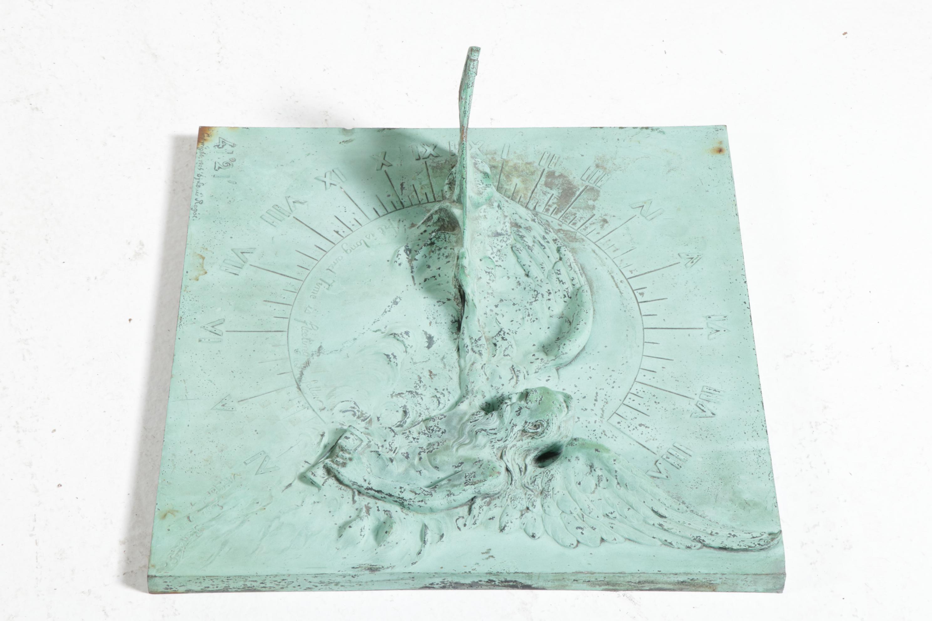 Louis Ragot Patinated Cast Metal Father Time Sundial, Early 20th Century