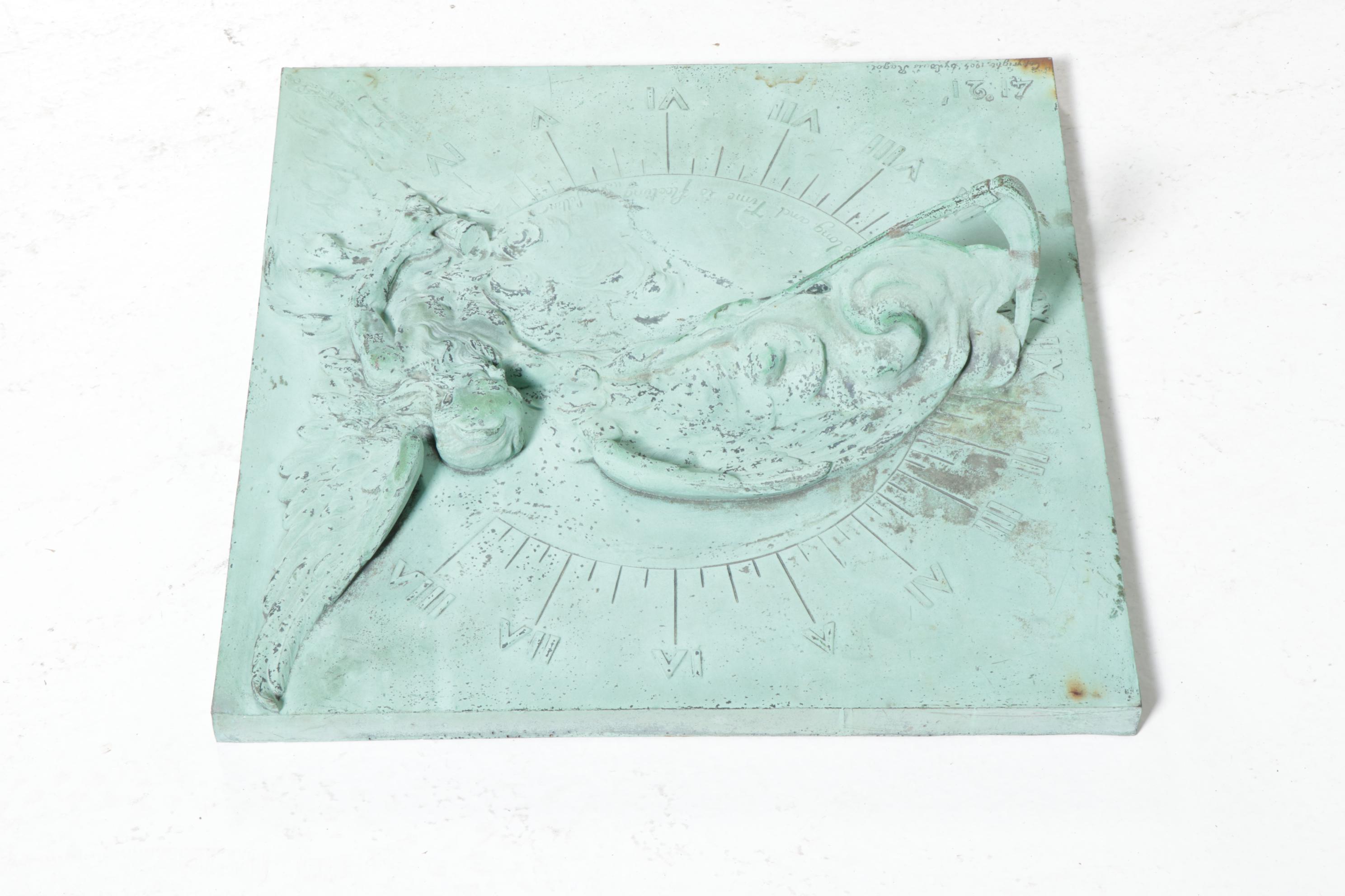 Louis Ragot Patinated Cast Metal Father Time Sundial, Early 20th Century