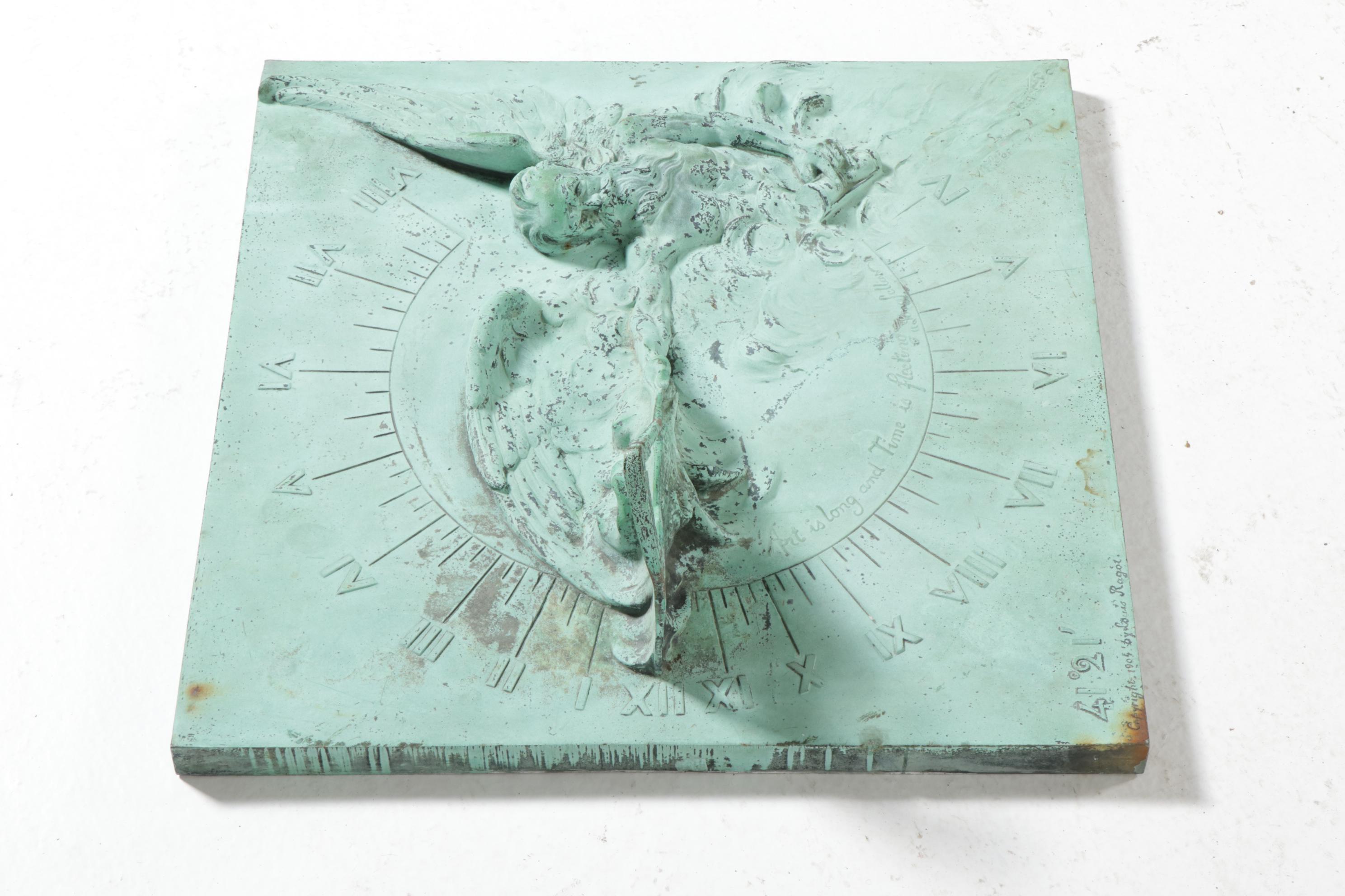 Louis Ragot Patinated Cast Metal Father Time Sundial, Early 20th Century