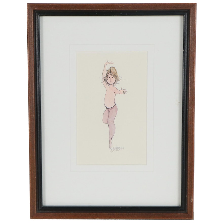 P. Buckley Moss Offset Lithograph of Dancing Child