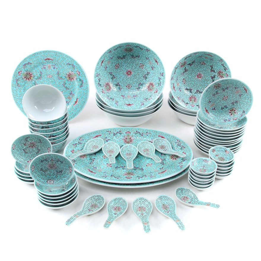 Chinese Turquoise Porcelain Dinnerware