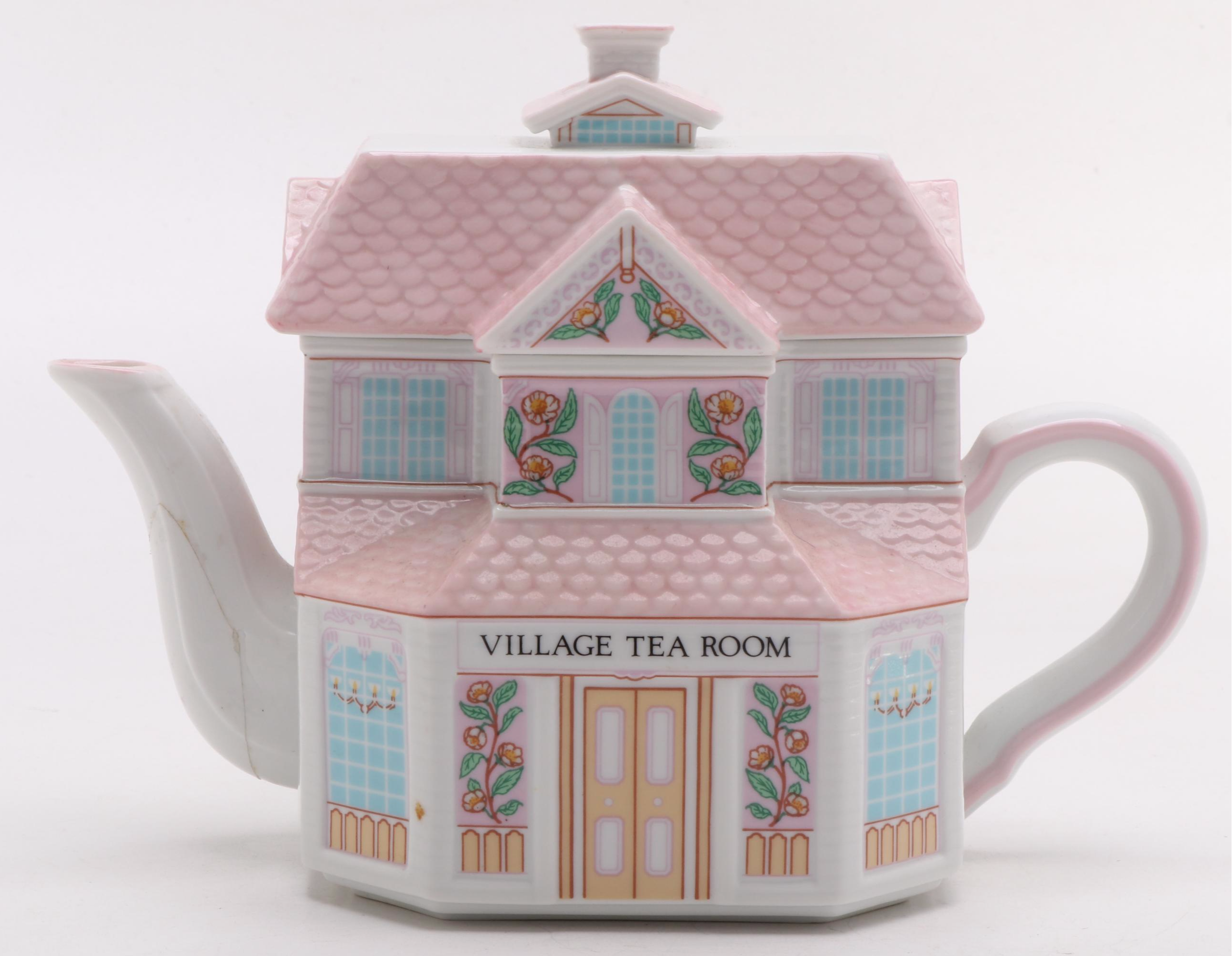 Lenox "Village Tea Room" Porcelain Tea Pot, Sugar Bowl and Creamer