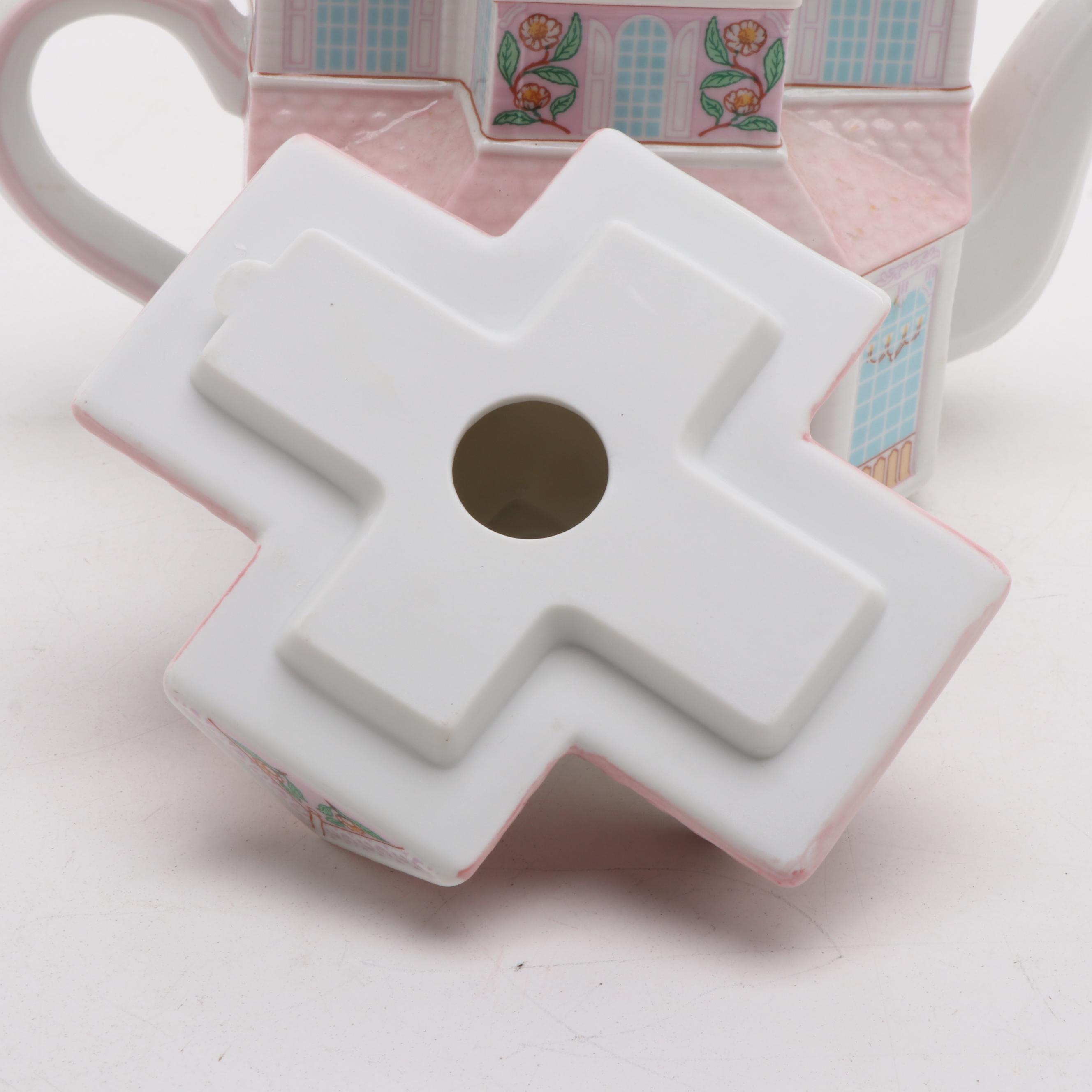 Lenox "Village Tea Room" Porcelain Tea Pot, Sugar Bowl and Creamer