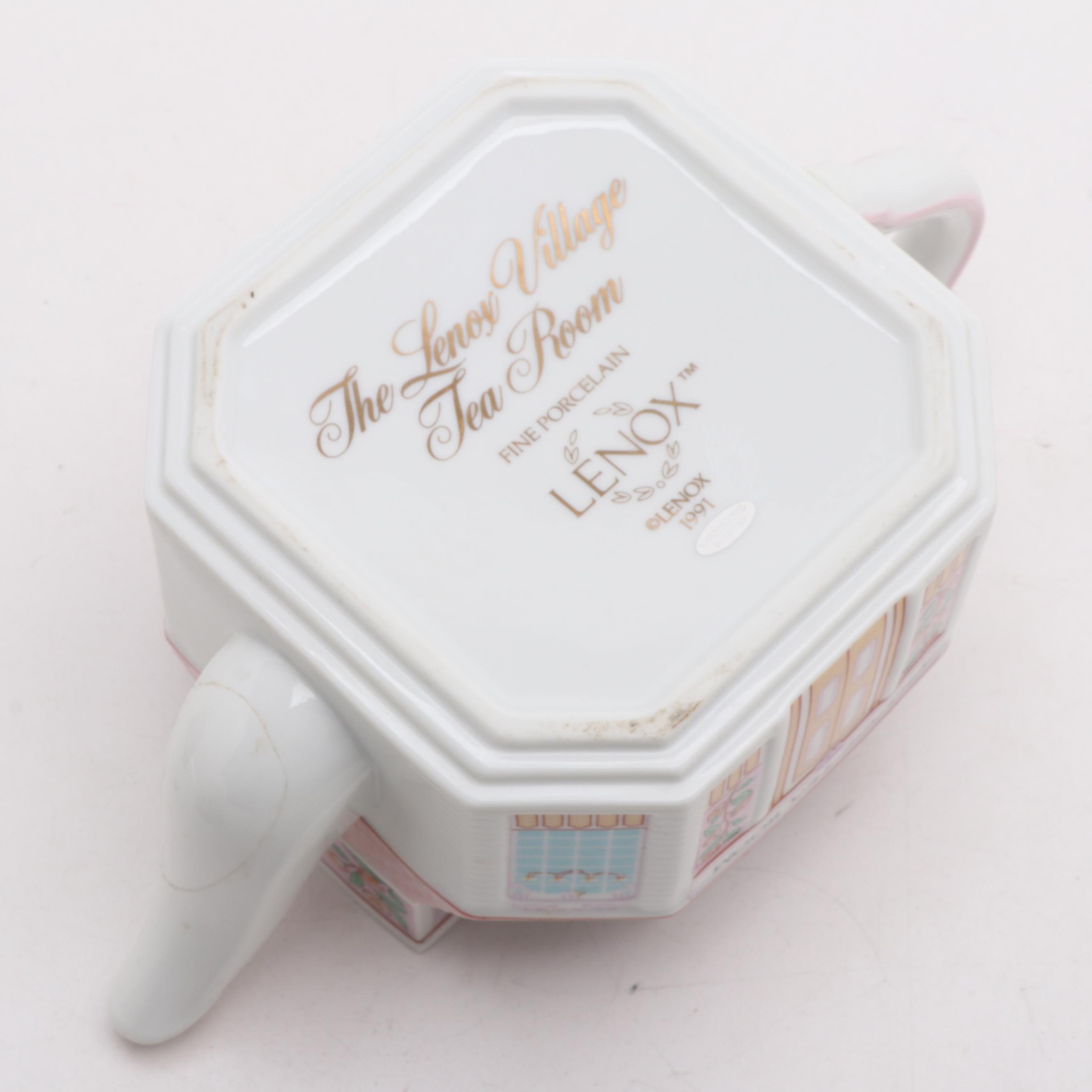 Lenox "Village Tea Room" Porcelain Tea Pot, Sugar Bowl and Creamer