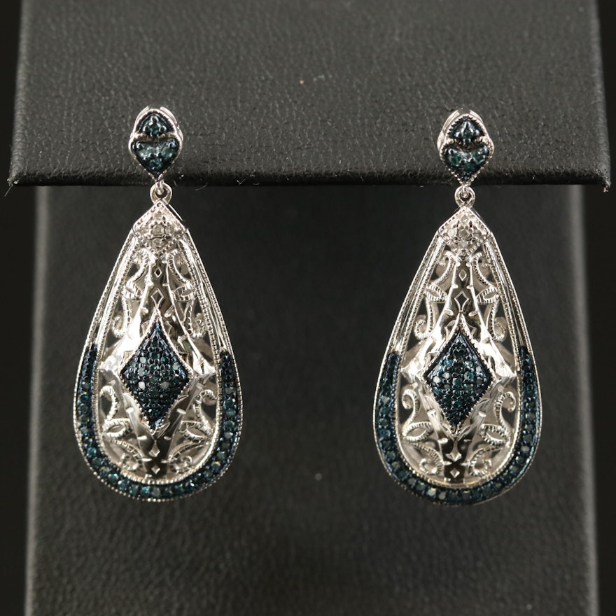 Sterling Diamond Teardrop Earrings