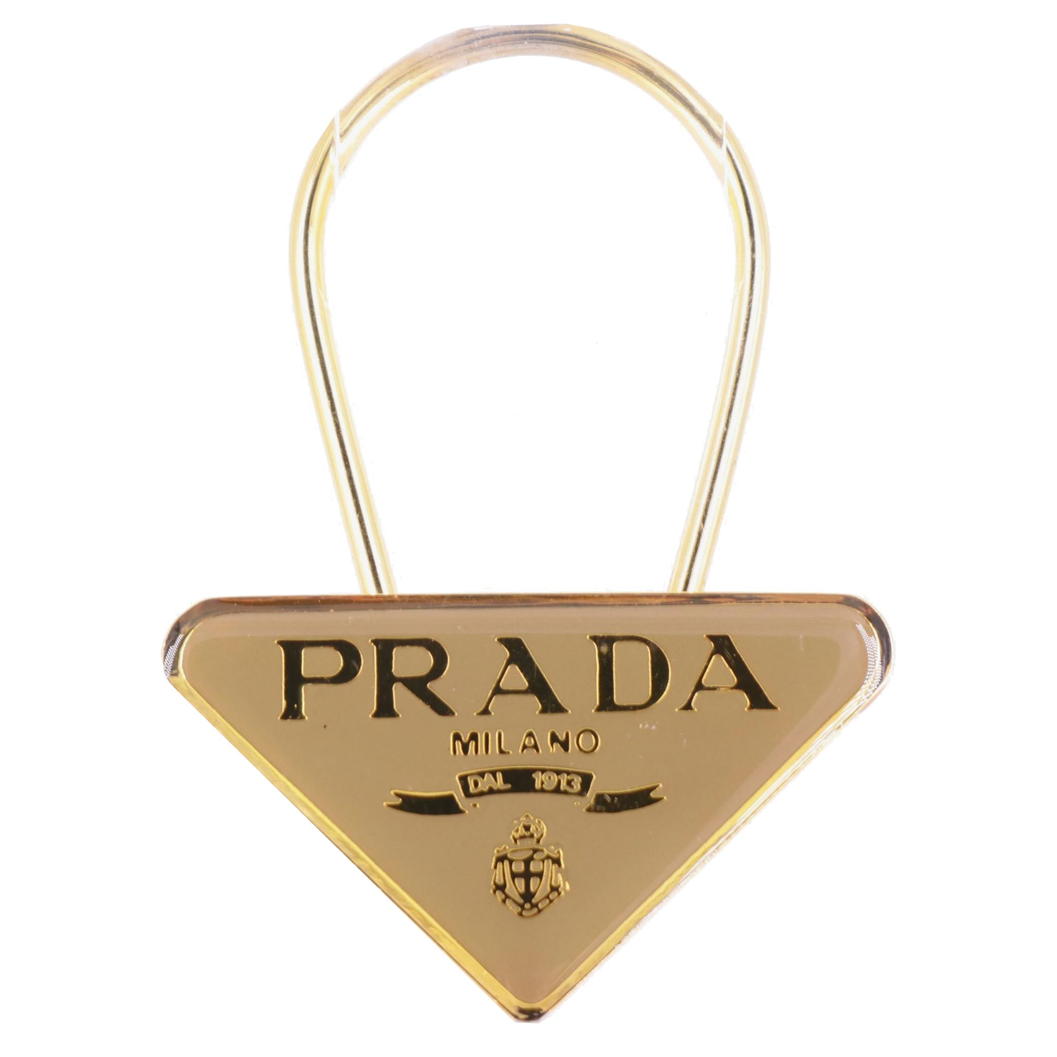 Prada Enameled Logo Triangle Plate Key Ring