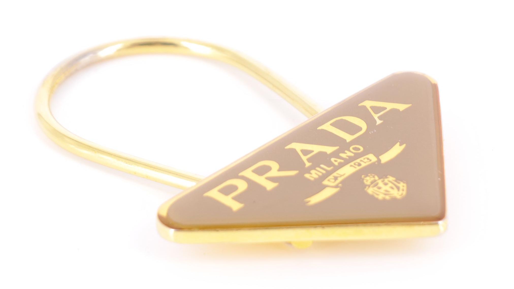 Prada Enameled Logo Triangle Plate Key Ring