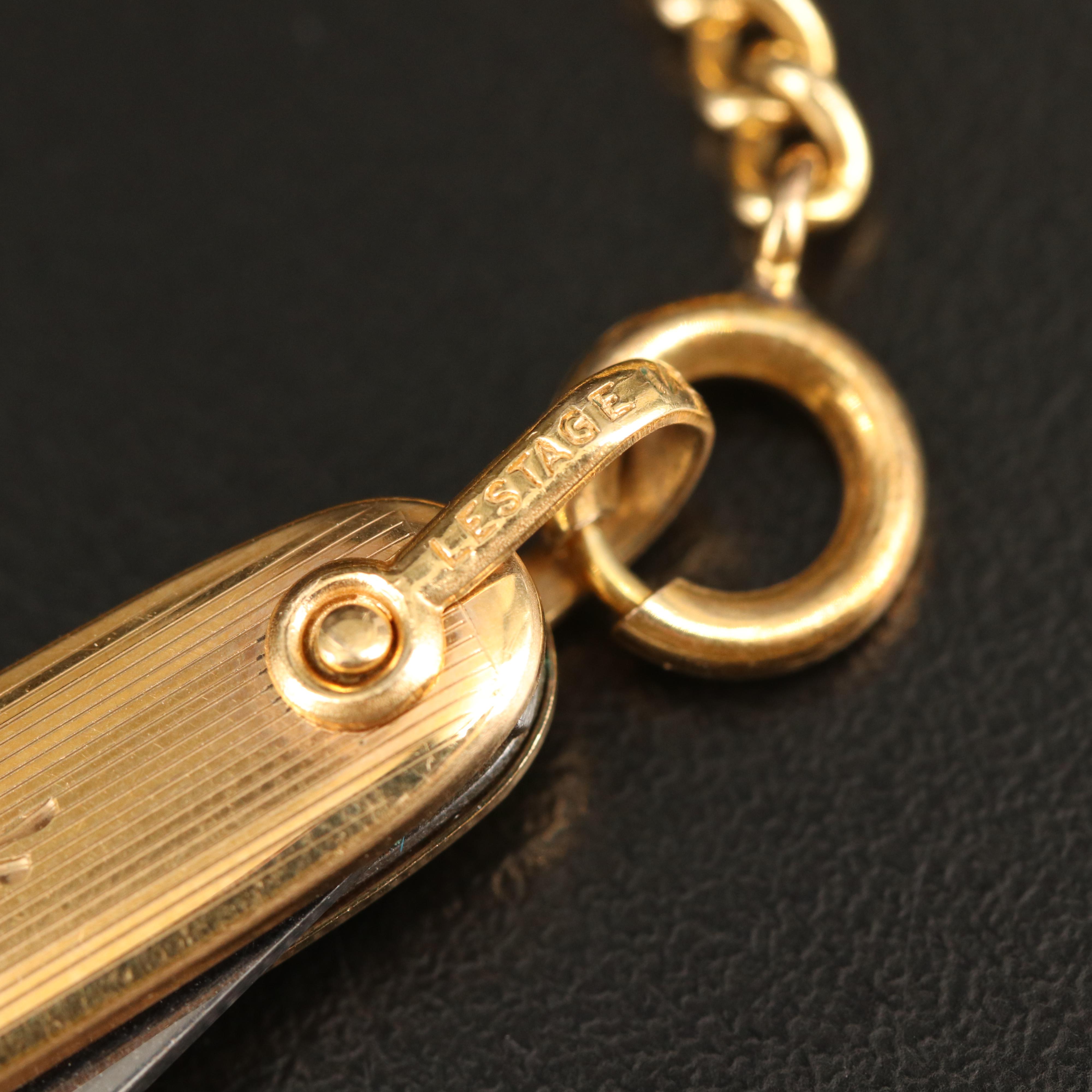 Vintage Birks Quartz Pocket Watch with Chain Fob and Knife