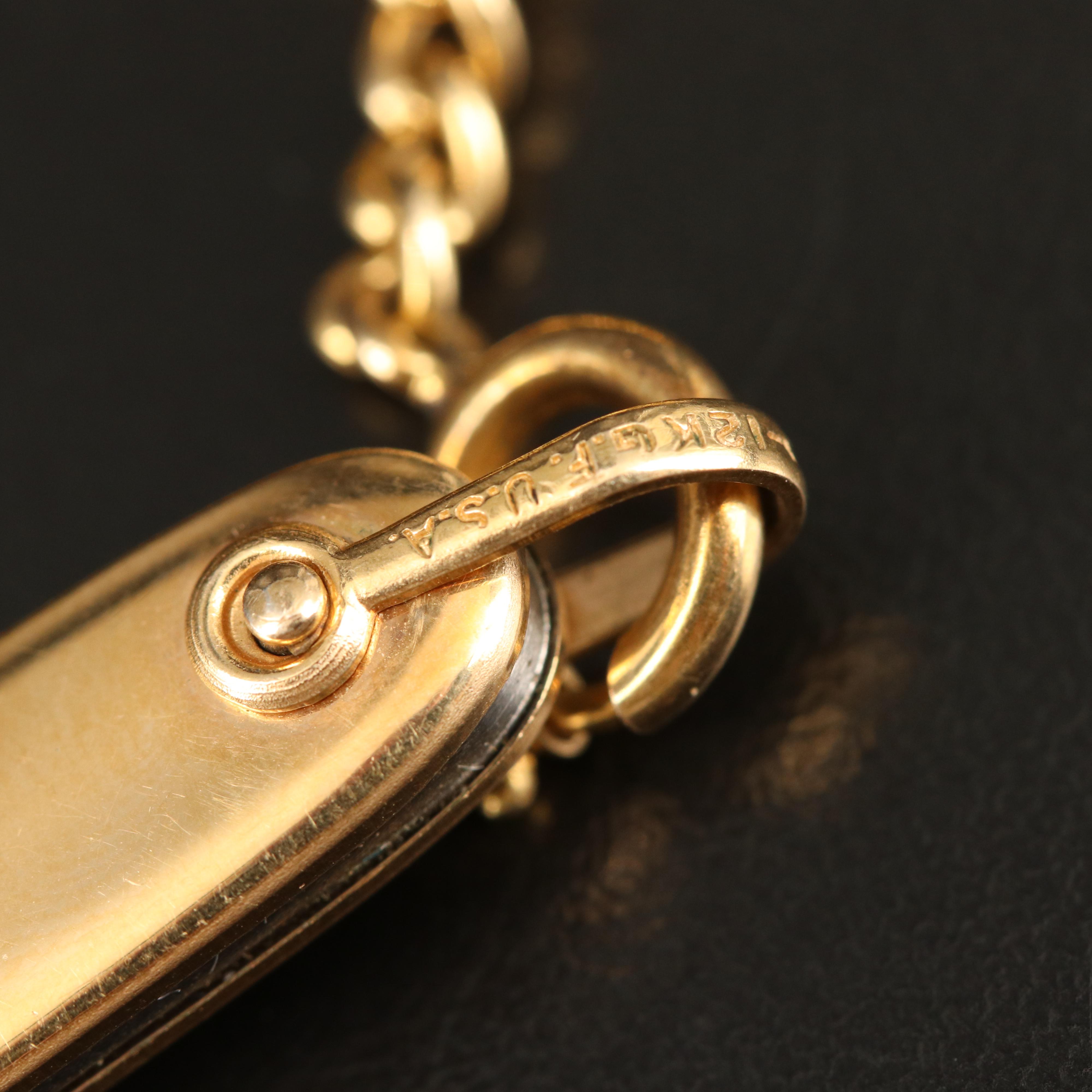 Vintage Birks Quartz Pocket Watch with Chain Fob and Knife