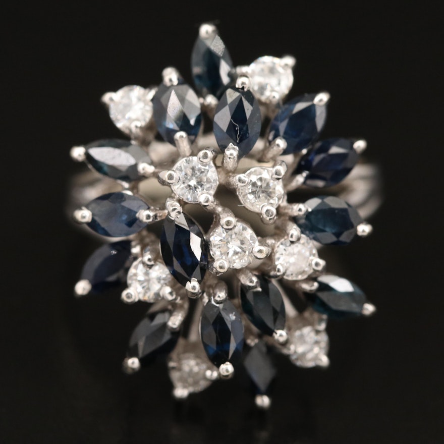 Vintage Sapphire and Diamond Cluster ring