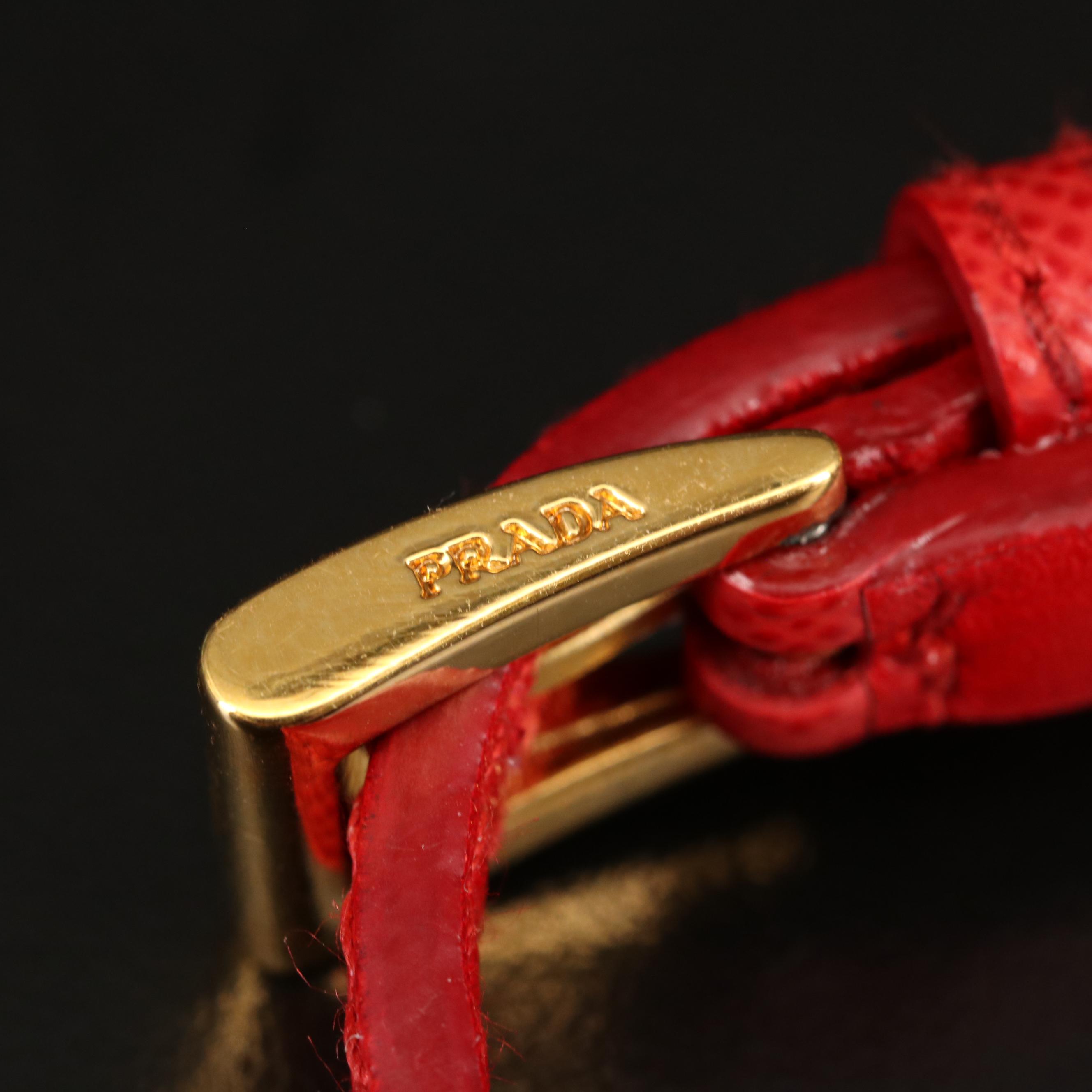 Prada Saffiano Leather Bracelet with Heart Charm