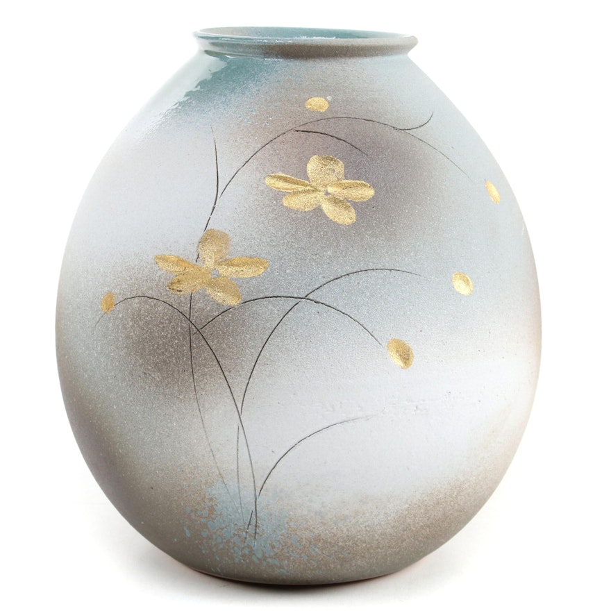 Japanese Shigaraki Earthenware Flower Vase