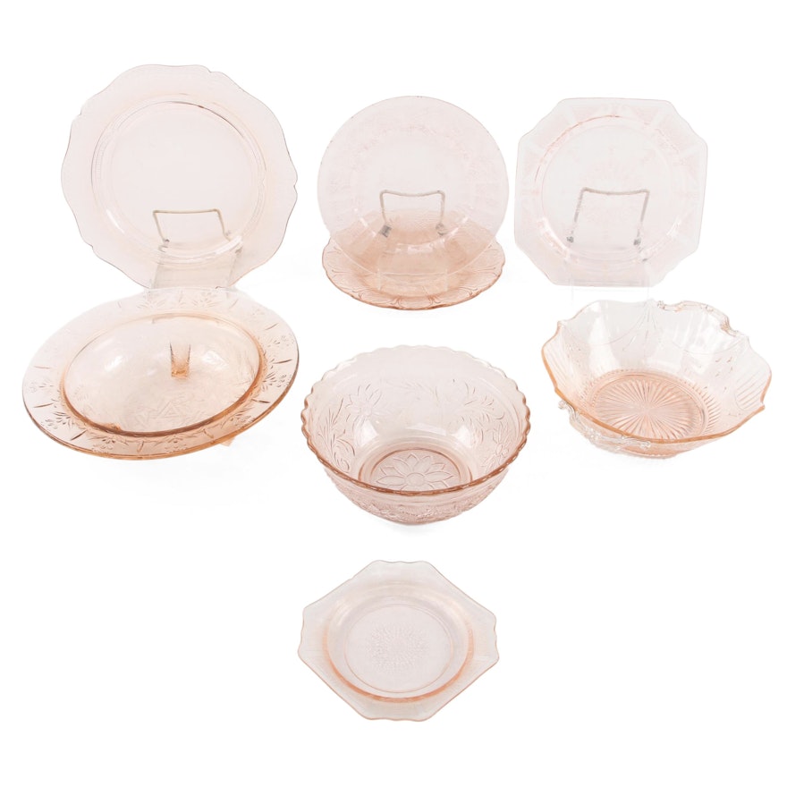 Anchor Hocking "Princess" and Other Pink Depression Glass Tableware