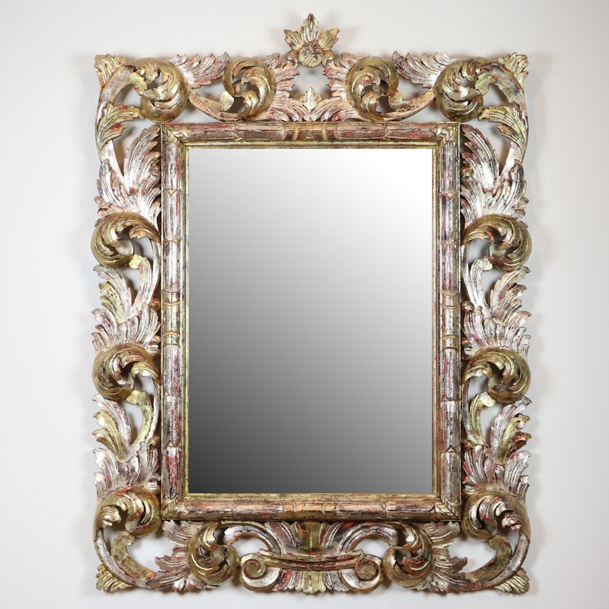 Rococo Style Rectangular Gilt Framed Wall Mirror