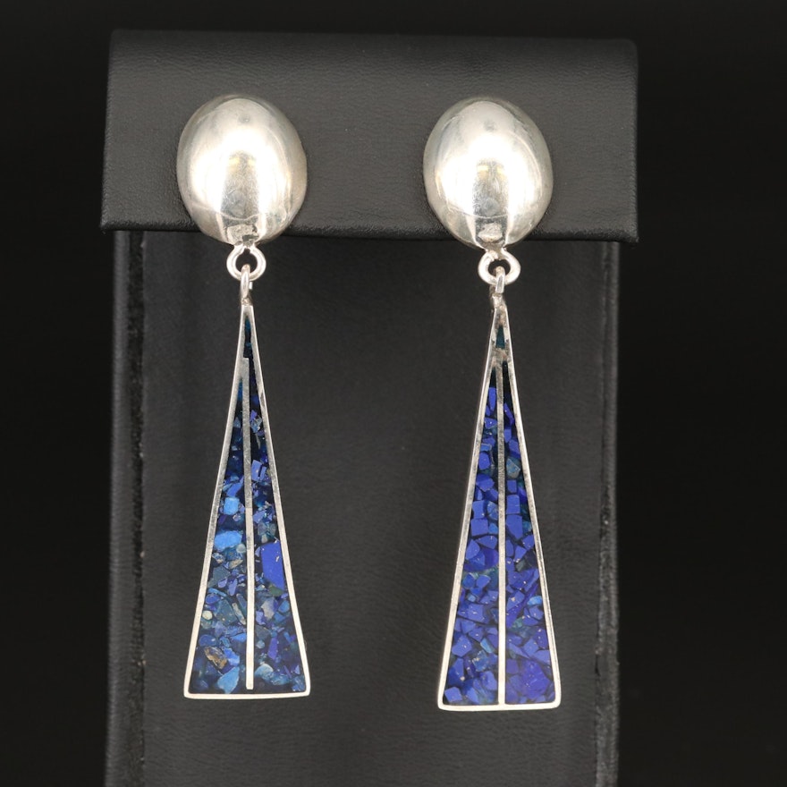 Mexican Sterling Elongated Triangle Drop Earrings