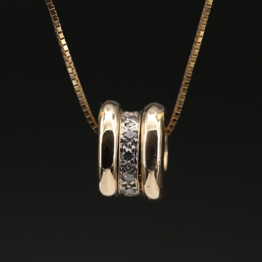 14K Diamond Pendant on Italian Chain Necklace