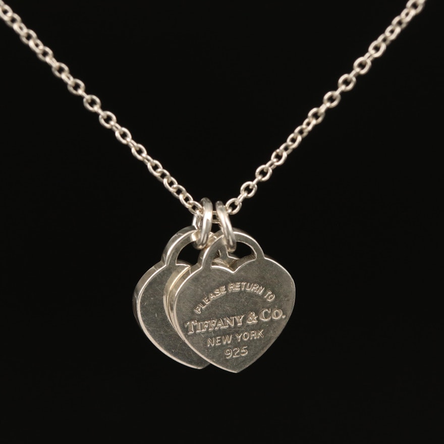 Tiffany & Co. Sterling "Return to Tiffany" Mini Double Hearts Necklace