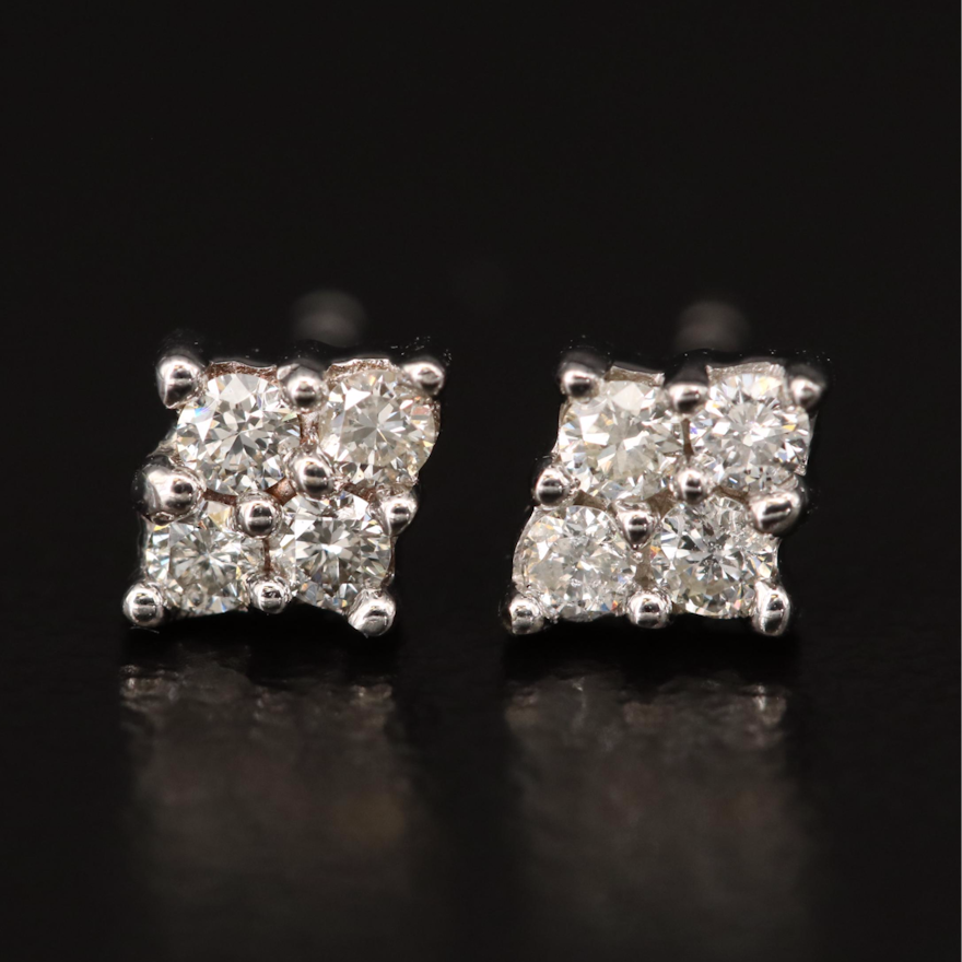 18K Diamond Cluster Earrings