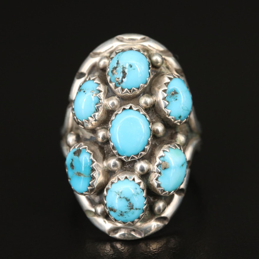 Benny Touchine Navajo Diné Sterling Silver Turquoise Ring
