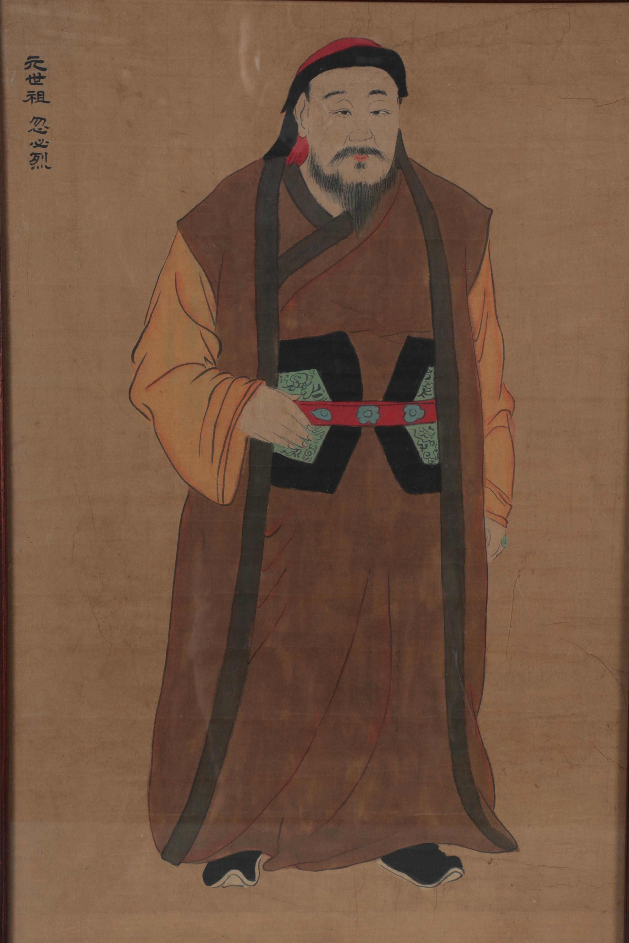 Chinese Gouache Emperor Portraits of Taizong, Shizu, and Taizu