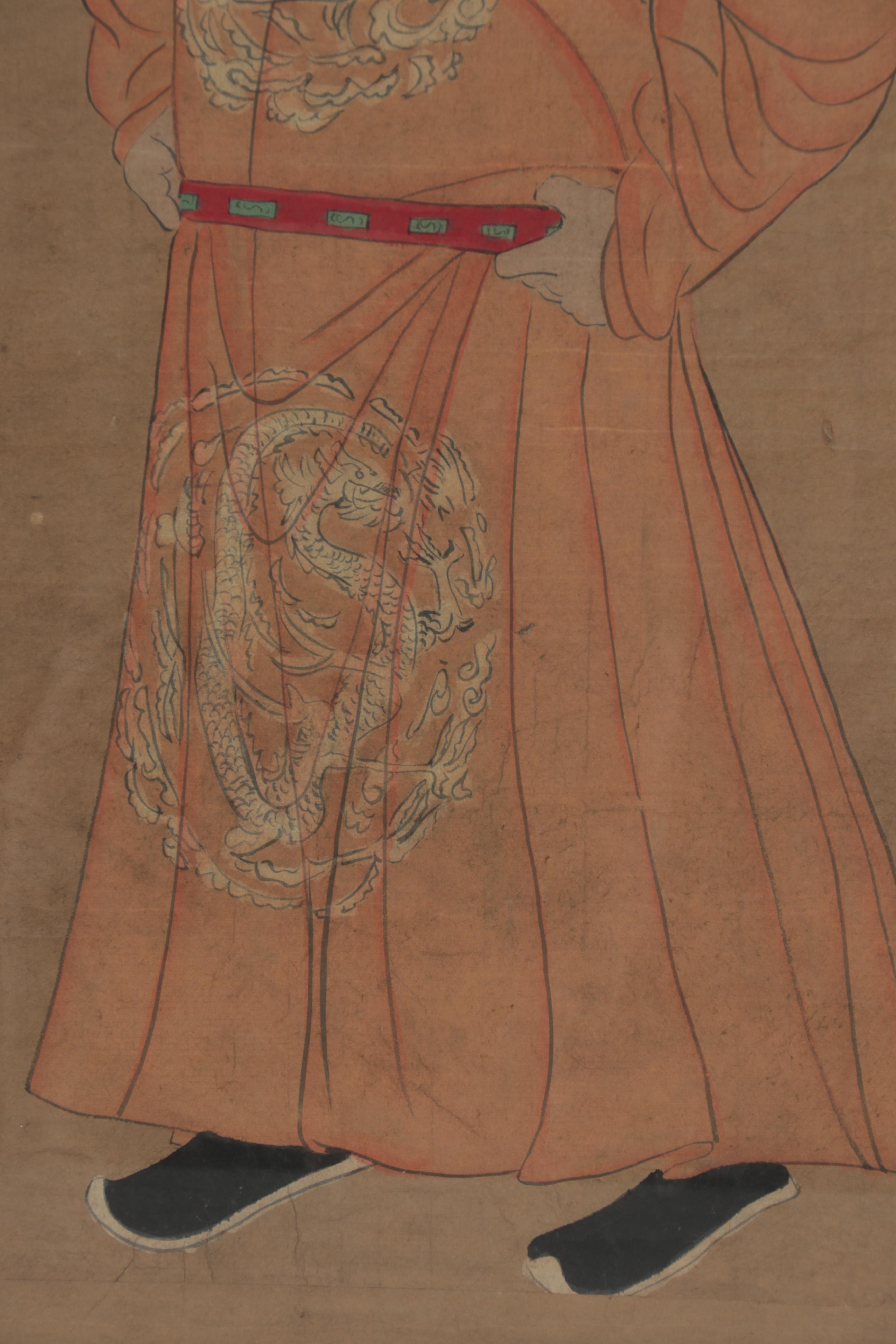 Chinese Gouache Emperor Portraits of Taizong, Shizu, and Taizu