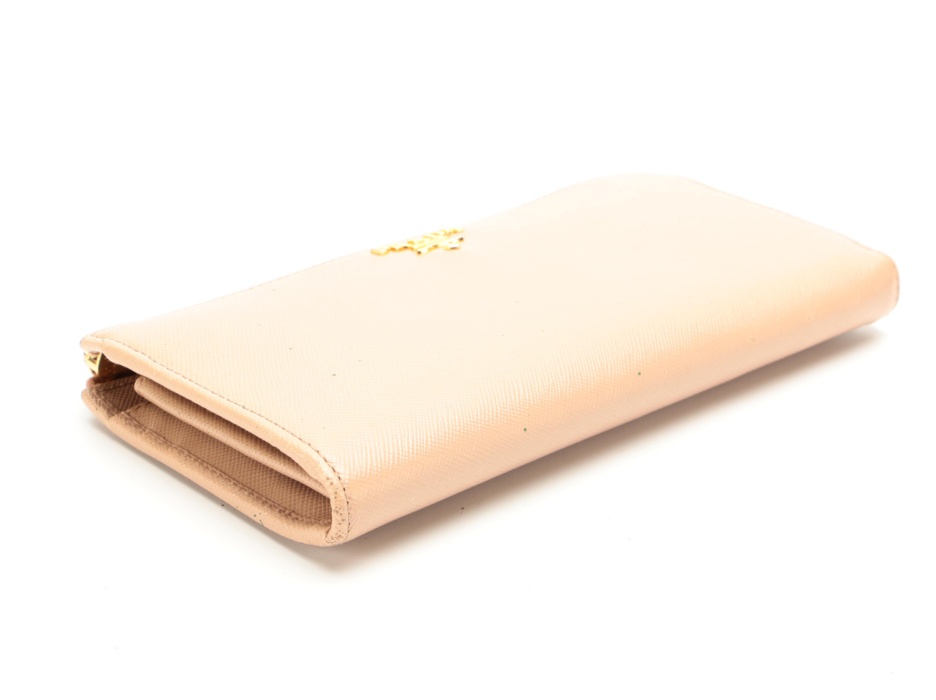 Prada Large Zipper Wallet in Blush Saffiano Leather