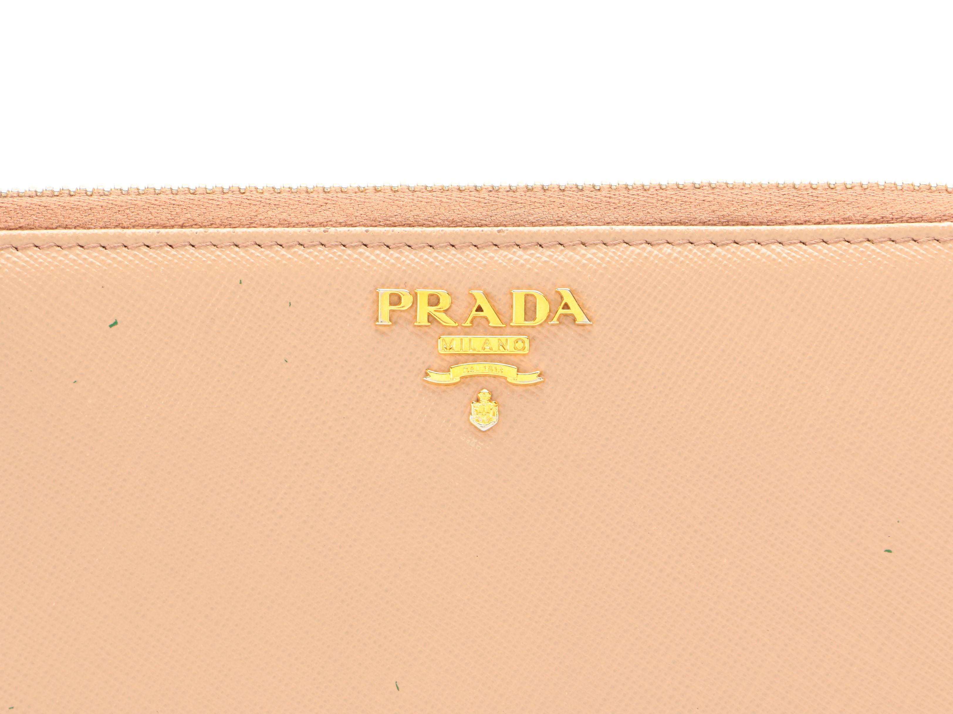 Prada Large Zipper Wallet in Blush Saffiano Leather