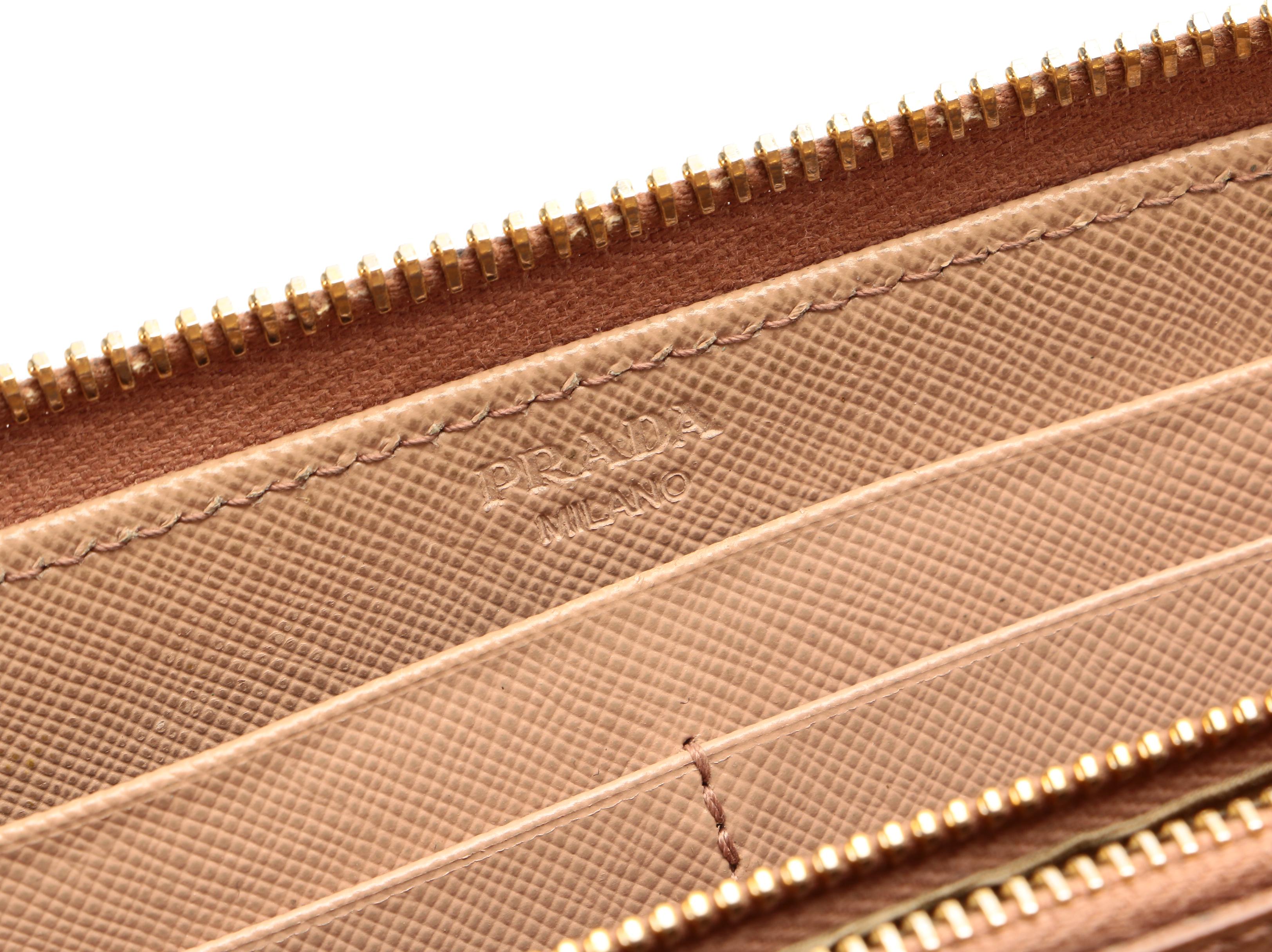 Prada Large Zipper Wallet in Blush Saffiano Leather