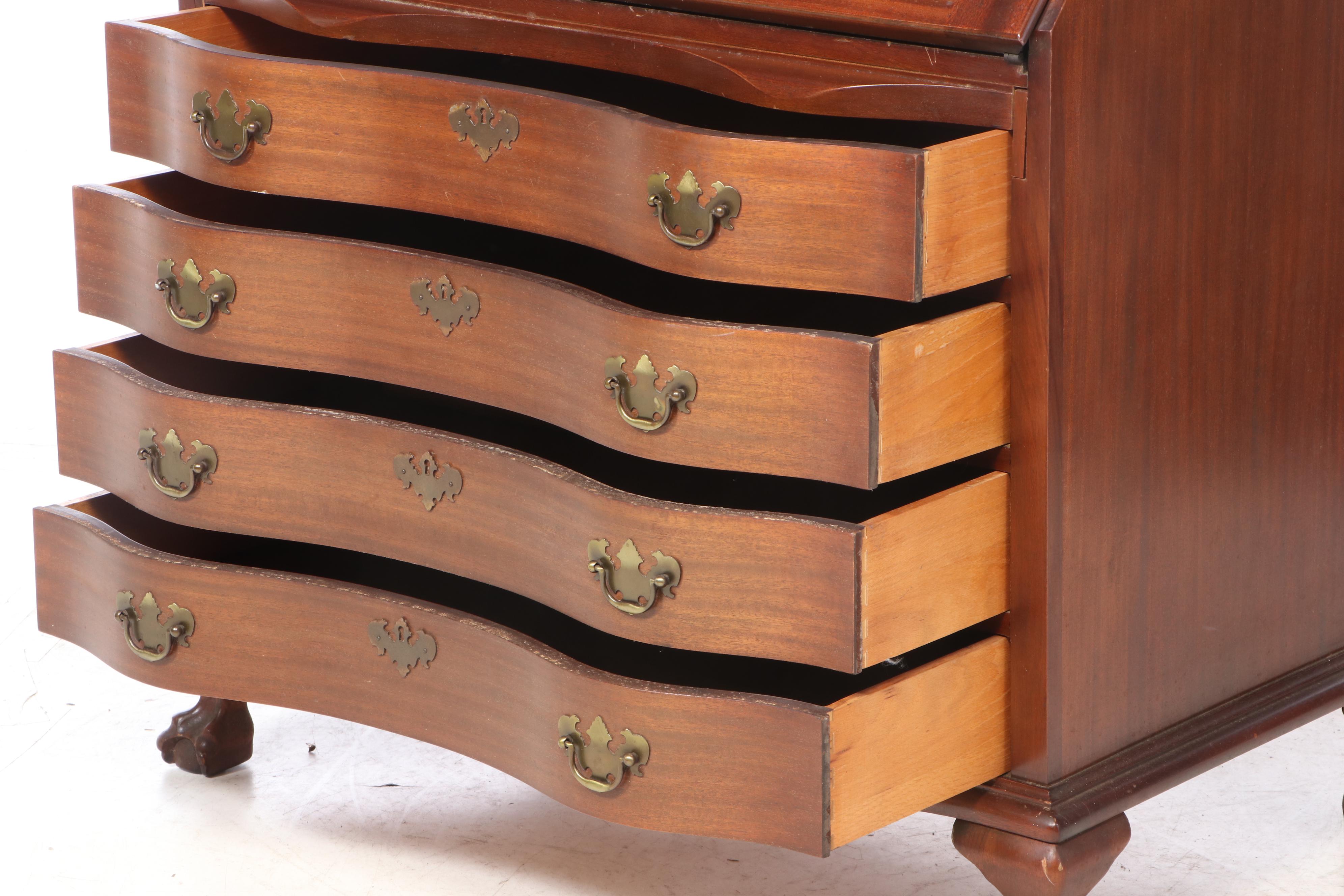 Maddox Chippendale Style Mahogany Secretary Bookcase, Mid-20th Century