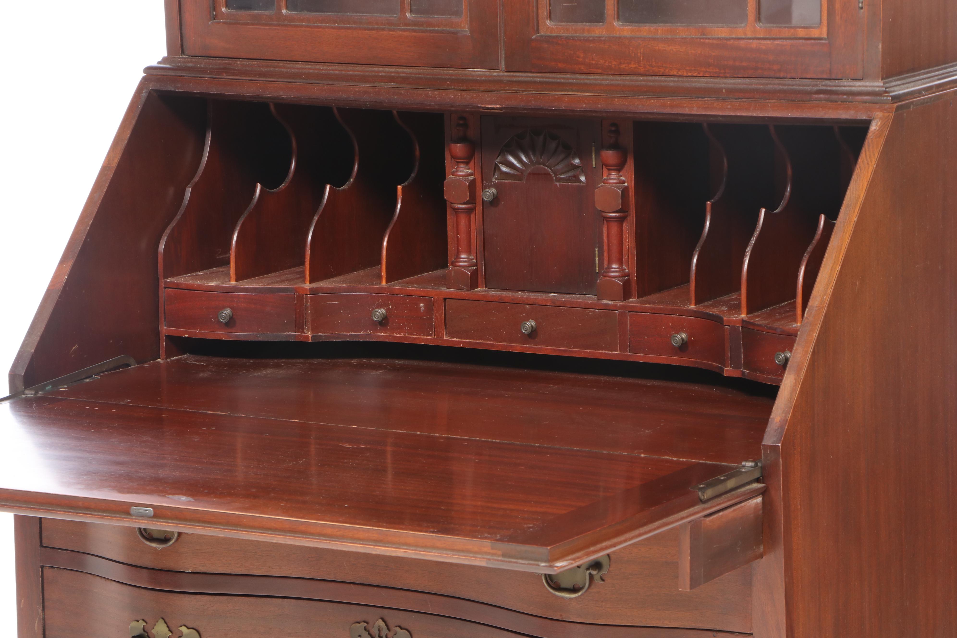 Maddox Chippendale Style Mahogany Secretary Bookcase, Mid-20th Century