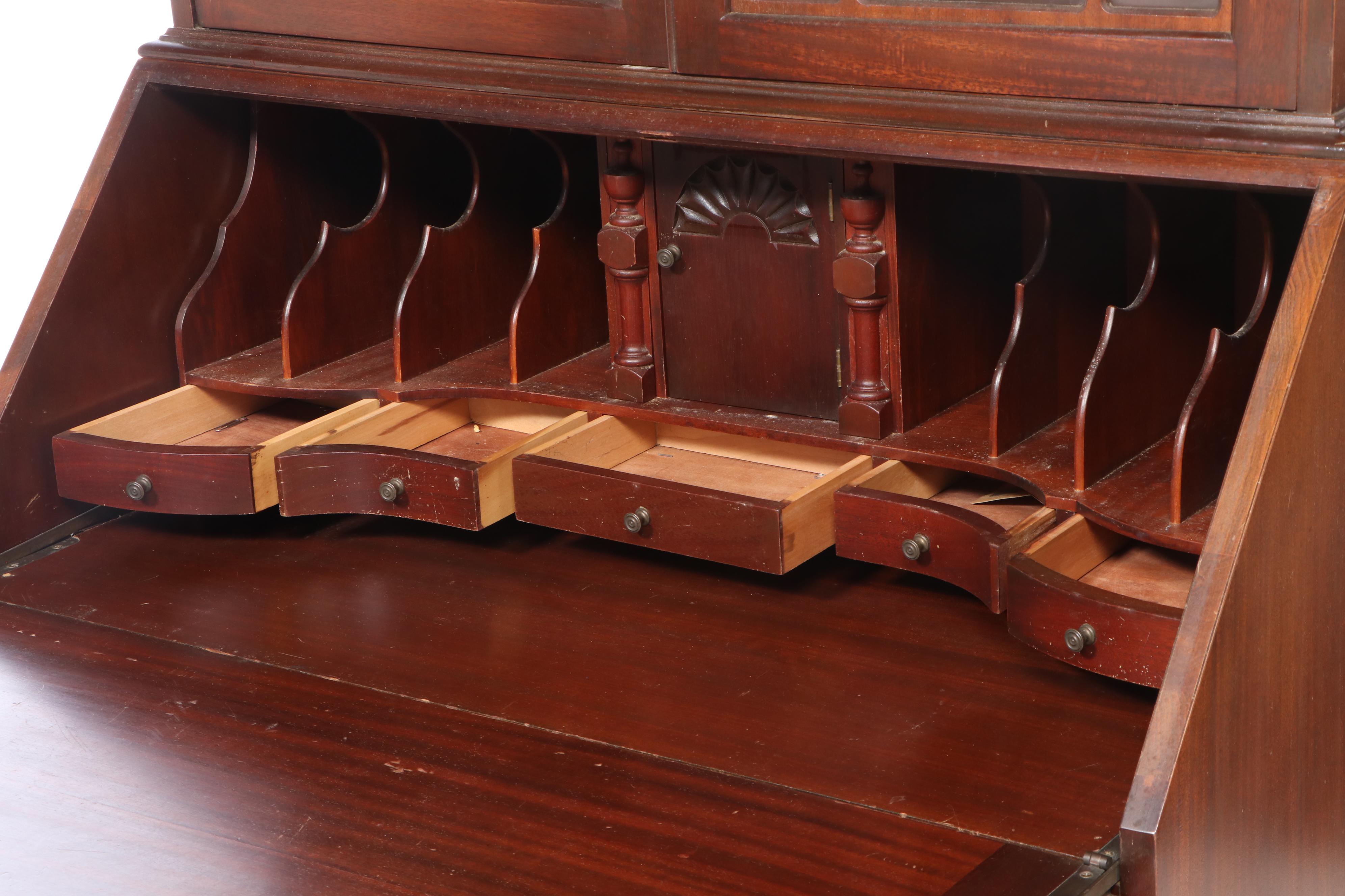 Maddox Chippendale Style Mahogany Secretary Bookcase, Mid-20th Century