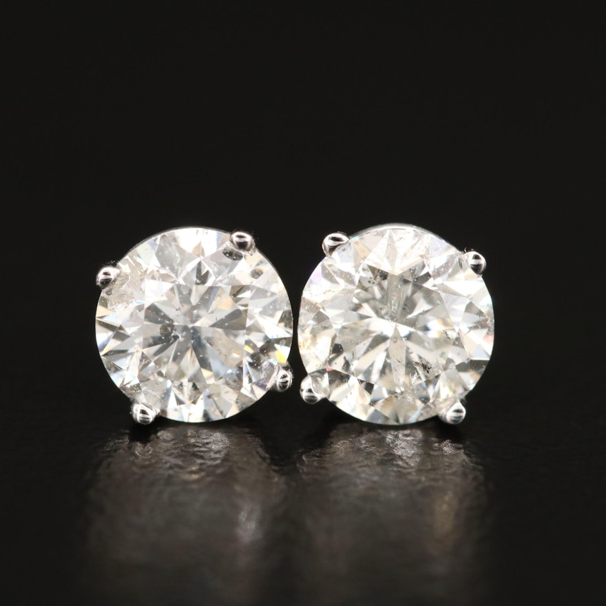 14K 1.93 CTW Diamond Stud Earrings with GIA Online Reports