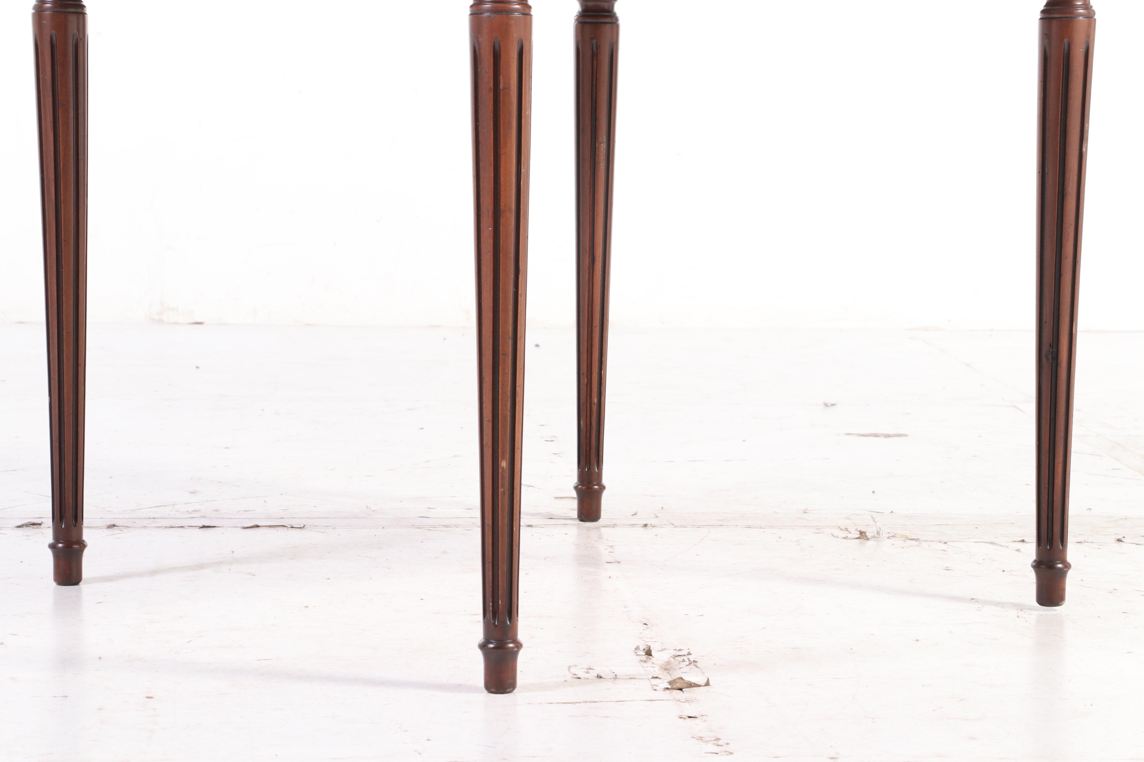 Louis XVI Style Leather Top Game Table with Corner Draw Leaves