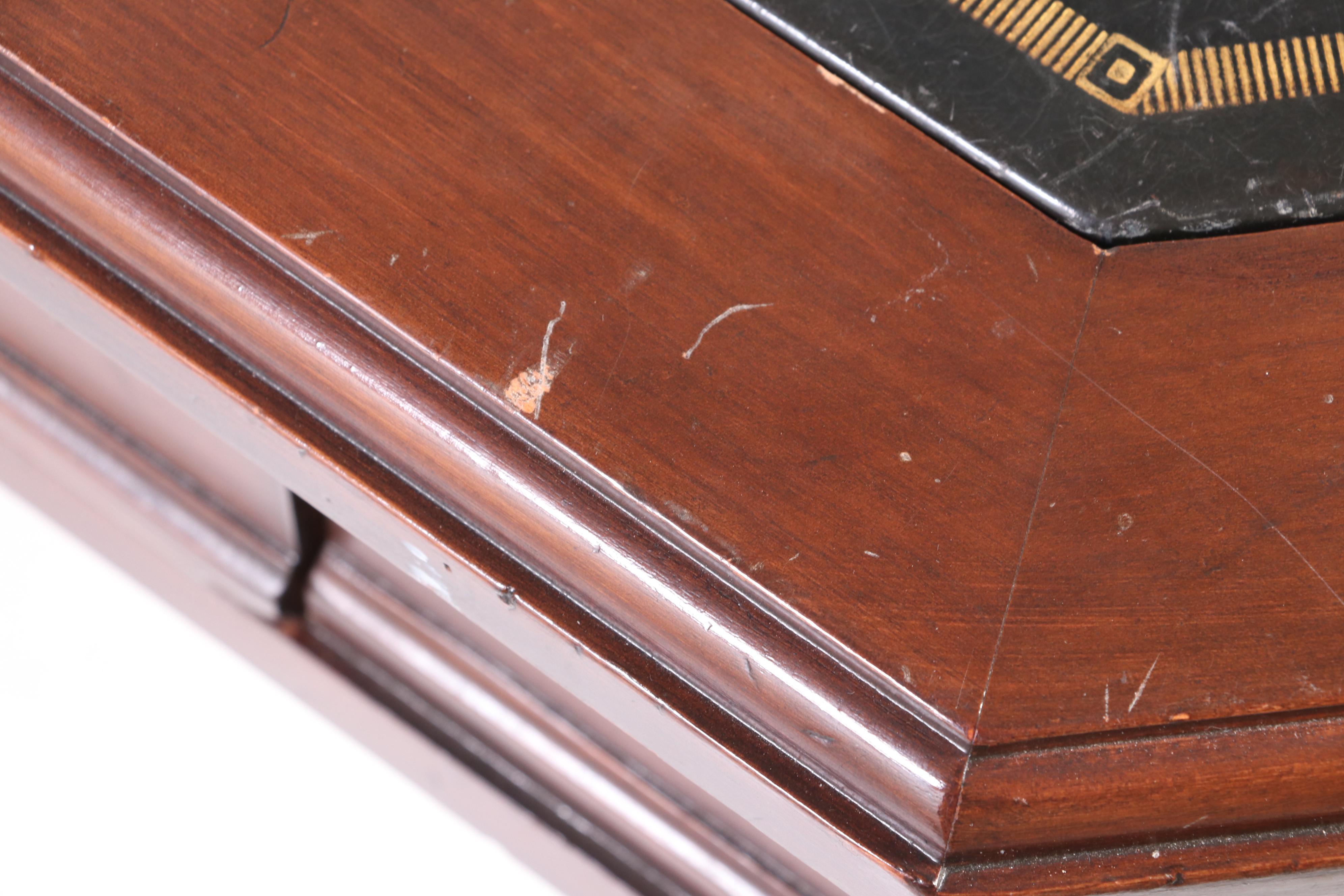 Louis XVI Style Leather Top Game Table with Corner Draw Leaves