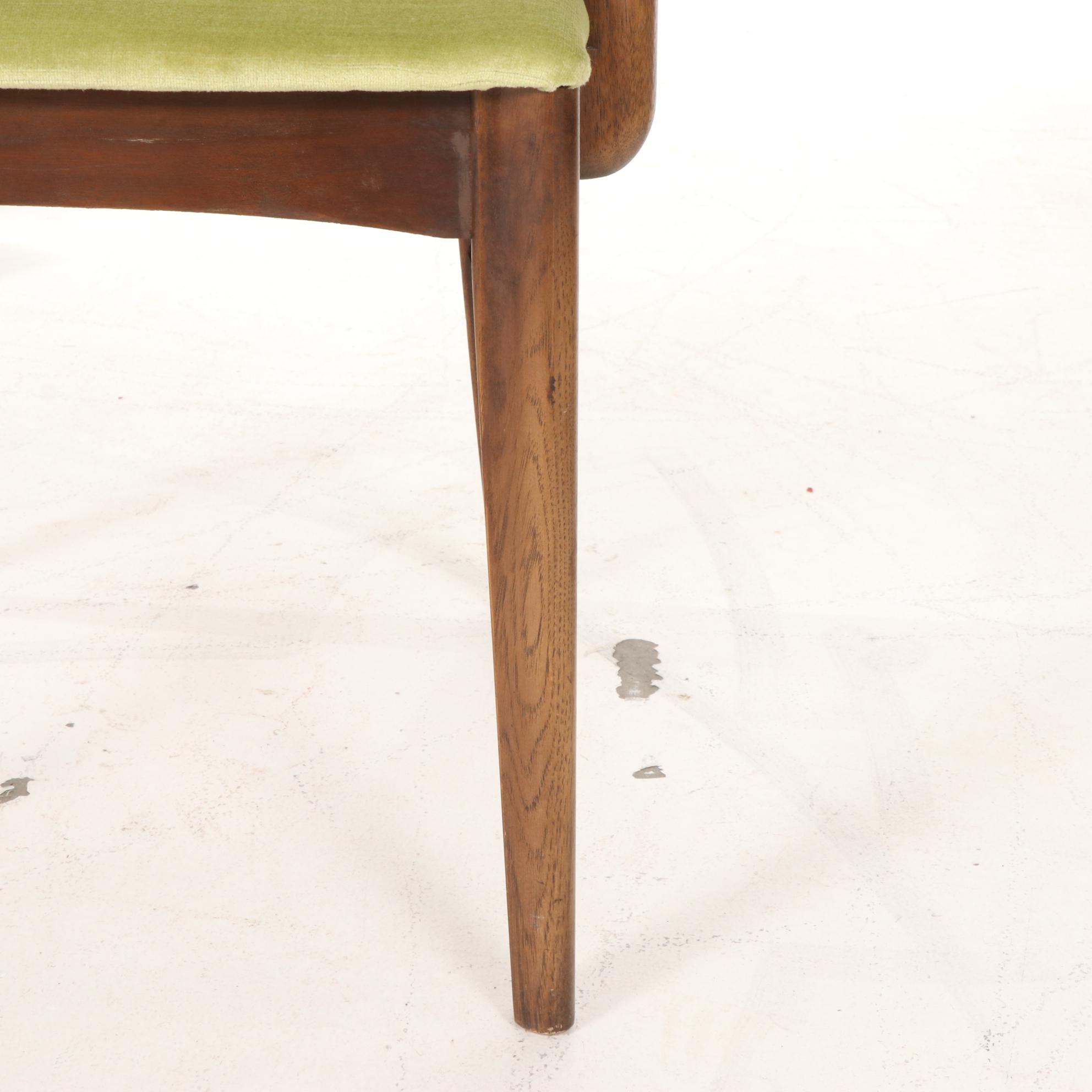 Twelve Broyhill "Emphasis" Mid Century Modern Walnut Cane-Back Dining Chairs