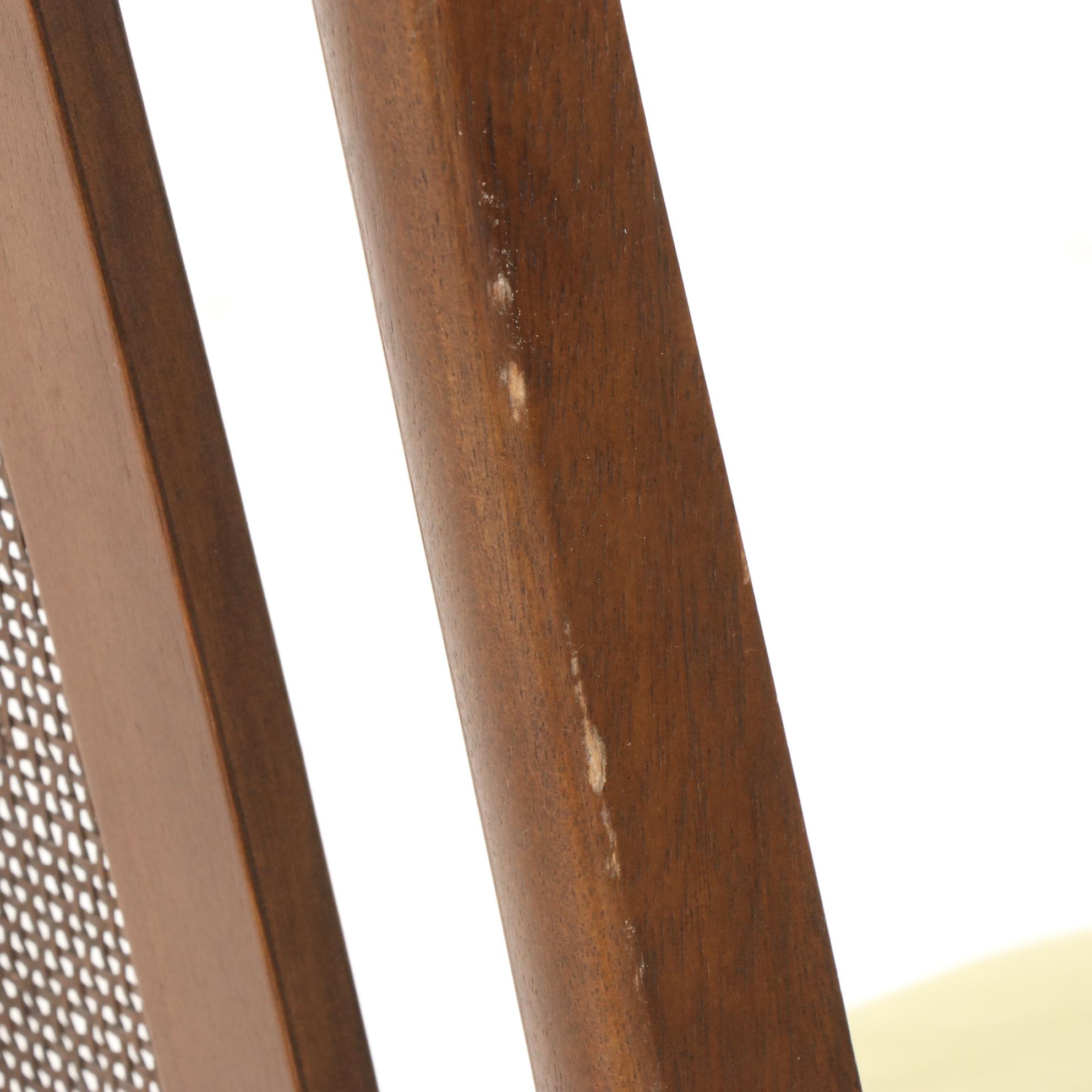 Twelve Broyhill "Emphasis" Mid Century Modern Walnut Cane-Back Dining Chairs